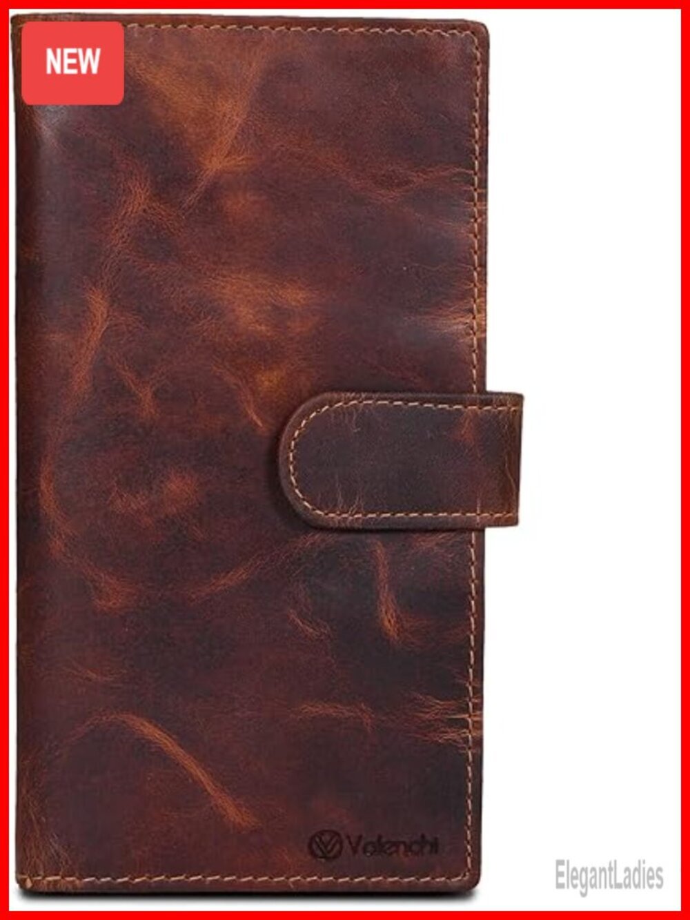 Leather Checkbook Cover RFID Blocking Slim Long Wallet with 5 Card Slots